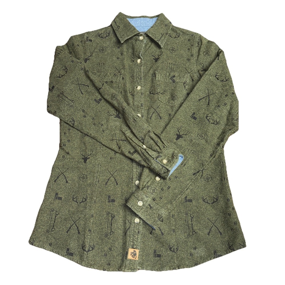 Legendary Whitetails Buck/Hunting Print Cotton Flannel Button Down Women's Small
